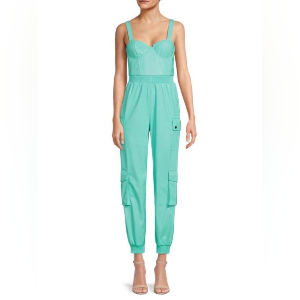 ALICE + OLIVIA Frida Faux Leather Cargo Jumpsuit